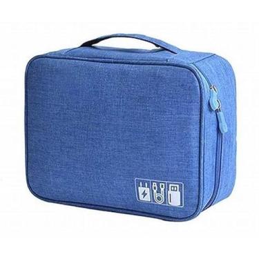 Imagem de Organizador de Cabos Acess?rios Eletr?nicos Para Viagem Bolsa Port?til Multifuncional organizador e protetor de maquina fotografica, filmadora e drone (azul claro)