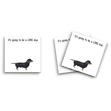 Imagem de Butler in the Home Sticky Notes Pacote com 3 7,6 cm x 7,6 cm, 50 folhas por bloco, dachshund preto vai ser um dia longo, blocos de notas engraçados fofos papel planejador de diário de papelaria