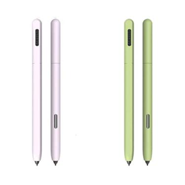 Imagem de DAYJOY Pacote com 2 capas de silicone compatíveis com Samsung Galaxy Tab S7/S7+/S7 FE/S8/S8+/S8 Ultra/S9/S9+/S9 Ultra/S10/S10+/S10 Ultra S Pen, capa protetora antiderrapante suporte suave (roxo +