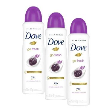 Imagem de Kit com 3 Desodorantes Antitranspirantes Aerosol Dove Go Fresh Amora e Flor de Lótus 150ml