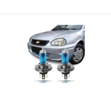 Imagem de Kit Lâmpada Super Branca Farol Corsa Classic Hatch Wind H4 - Blue Lion