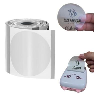 Imagem de Rolo Etiqueta redonda 50x50 Transparente impressora gatinho - Xd Mega