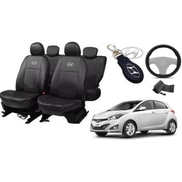 Imagem de Kit Capas de Couro Hyundai HB20 2016 + Capa de Volante + Chaveiro Hyun