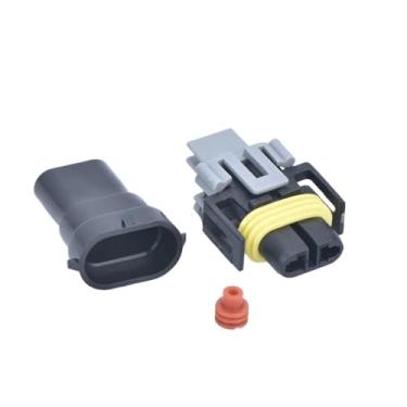 Imagem de 2 conjuntos de 2 pinos automotivo fêmea macho selado conector luz de nevoeiro soquete h11 h.8.0 h.9.0 xenon p/lug 12124819 DJ7028Y-2.8-11(Female and Male)