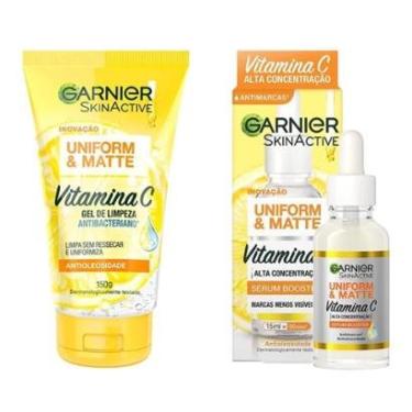 Imagem de Kit Garnier Uniform Matte Facial Vitamina C Sérum 15 mL + Gel de Limpeza - Antissinais / Skin Care-Unissex
