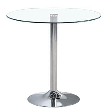 Imagem de Mesa de bar alta mesa de bistrô mesa de vidro redonda temperada redonda mesa de jantar cozinha mesa de jantar moderna mesa bistrô suporte cromado