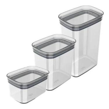Imagem de Kit 3 Potes Herméticos Block Retangulares Porta Mantimentos f6025 - OU