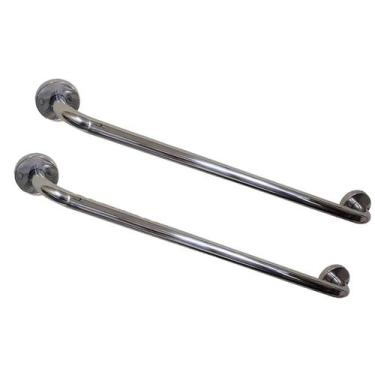 Imagem de Barra Alça Apoio Kit 2 Uni Aço Inox 50cm Acessibilidade Pcd Criança De
