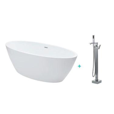 Imagem de Kit Banheira de Imersao Rubi e Misturador de Piso Monocomando Prata Pi