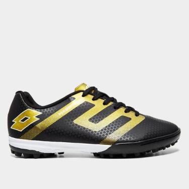 Imagem de Chuteira Society Lotto Maestro Combat Unissex, Preto, Amarelo, 41