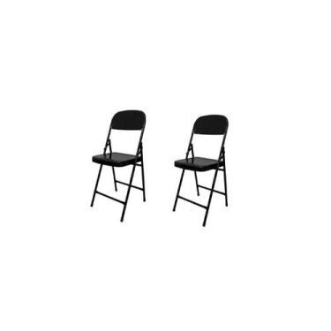 Imagem de Kit 2 Cadeiras Para Bar Casa Dobrável Resistente Aço Preto - AÇOMIX