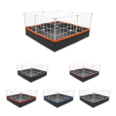 Imagem de Cercado Aramado 60x60cm Branco com Bandeja Higiênica Nylon Laranja - I