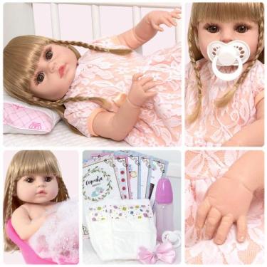 Imagem de Bebe Reborn Realista Loira Enxoval 13 Itens Envio Imediato - Cegonha R