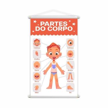 Imagem de Partes Do Corpo Menino Banner Escolar Pedagógico Grande - Plimshop