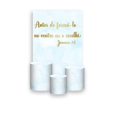 Imagem de Painel De Festa Vertical 1,50 x 2,20 + Trio De Capas Cilindro - Chá de