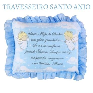 Imagem de Travesseiro Bebê Oração do Santo Anjo do Senhor Infantil Macio e Confo