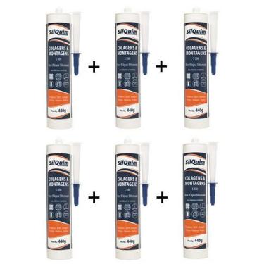 Imagem de Silicone Branco Base Agua P/ Acabamento Rodapé 440g- 6 Unid - SILQUIM