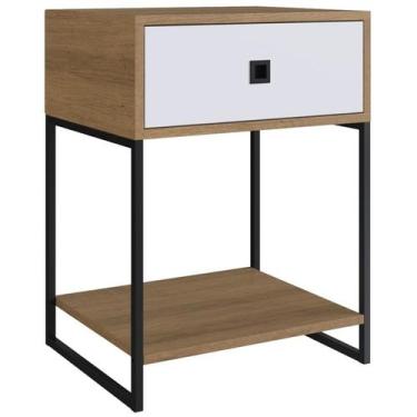Imagem de Mesa De Cabeceira Estilo Industrial 01 Gvt P1026 Mell Branco PP - Plac