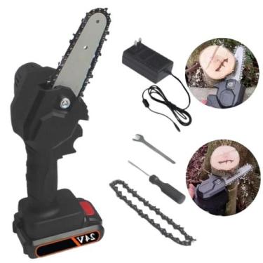 Imagem de Mini Serra Motosserra Elétrica Portátil Bateria Recarregável Cor Preto