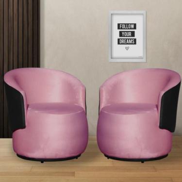 Imagem de Kit 2 Poltronas Organica Beatriz Veludo Rosa Chiclete C/ Composê Coran
