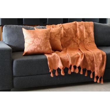 Imagem de Manta Xale Para Sofá 2,30 X 1,40 Tecido Jacquard com Franja  Decorame,
