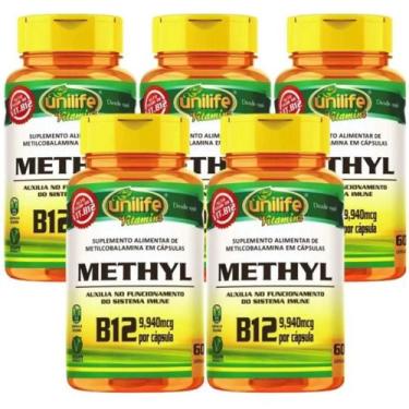 Imagem de KIT C/5 Un. Vitamina B12 Metilcobalamina 60 Cápsulas Vegano - Unilife