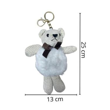 Imagem de 3 Chaveiro Ursinho Pompom Pelúcia Argola Dourada Pom Pom - Portway