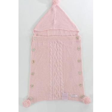 Imagem de Saco de Dormir Tranças Pompom Tricô Bebê HomeBliss, Rosa, Único