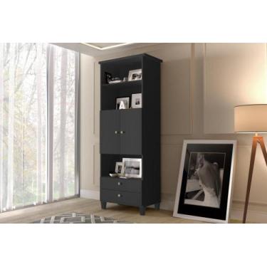 Imagem de Armário Organizador com Portas e Gavetas Library Preto - Luapa