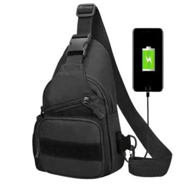 Imagem de Pochete Bolsa Ombro Transversal Homem Grande Espaçosa - ALWY, Preto