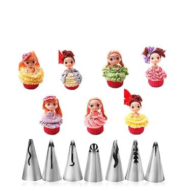 Imagem de Conjunto de pontas de babados – 7 peças de pontas plissadas para vestidos de casamento, biscoitos e bolos, kit de decoração de chá de panela