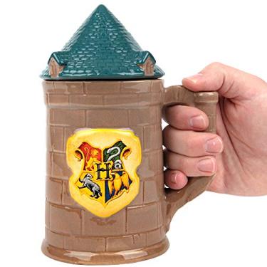 Imagem de Harry Potter Caneca do Castelo de Hogwarts, Grande 850 g - Caneca de Cerveja com Tampa de Cerâmica - Para Café, Chá, Butterbeer e Mais - Presente de Decoração de Livros e Filmes para Adolescentes