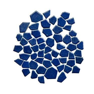 Imagem de Smayt Yi Azulejos de mosaico de cerâmica azul, tamanhos grandes e formas, materiais de arte de mosaico para banheiro, vaso de flores, mesas ao ar livre (2 a 3 cm, 200 g), azul, 200 g