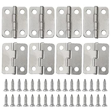 Imagem de WMYCONGCONG 60 peças mini dobradiças 1,6 cm x 1,3 cm dobradiças pequenas antigas com parafusos de substituição para caixa de madeira, caixa de joias, armário, casa de bonecas, acessórios DIY (prata)