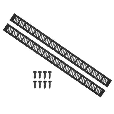 Imagem de PATIKIL Capa de ventilação de porta de 27,6 x 5 cm, 2 peças de cobertura de ventilação de grade de alumínio com parafusos de montagem para porta de guarda-roupa de armário, preta