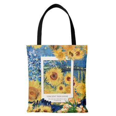 Imagem de ICOCCI Bolsa de ombro feminina grande casual bolsa de compras de lona, Girassol, Large