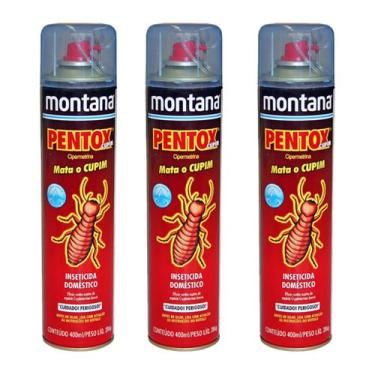 Imagem de 3 Anti Cupim E Brocas Pentox Spray Base Agua 400ml Montana