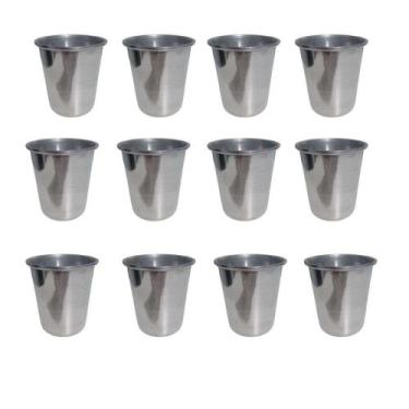 Imagem de Kit com 12 Copos Cônico em Aluminio Polido  8 cm - 310 ml - GUIMA