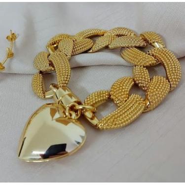 Imagem de Pulseira Feminina Pingente Coração Banhada A ouro 18k - Baronesa impor