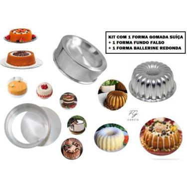 Imagem de Kit De 1 Forma Gomada Suíça Torta + 1 Forma Ballerine Redonda + 1 Form