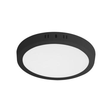 Imagem de Kit 3 Painel LED 18W Lux Redondo Sobrepor Preto - TASCHIBRA, Luz Neutr