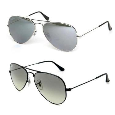 Imagem de Kit 2 Óculos De Sol Aviador Lente De Cristal Unissex UV400 - Império d