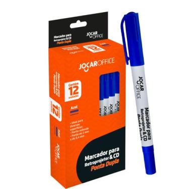 Imagem de Kit Com 12 Unidades Marcador Para Retroprojetor e CD Preto Azul Ponta 