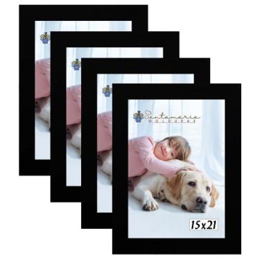 Imagem de Kit 4 Molduras Porta Retrato 15X21 Preto - Santamaria Molduras