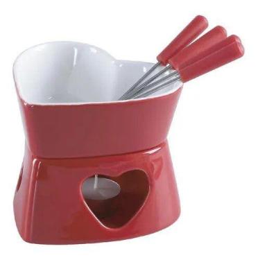 Imagem de Conjunto Para Fondue Coração Vermelho 7 Peças Herstal Hauskraft