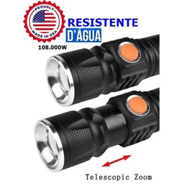 Imagem de Mini Lanterna Led T6 Profissional Recarregável Usb- Resistente a Agua 