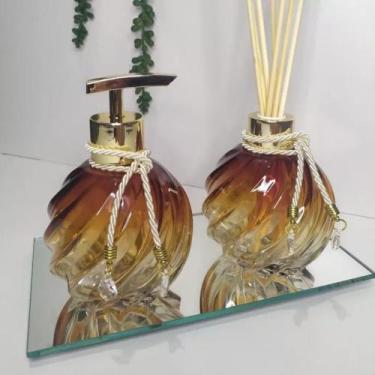 Imagem de Kit Banheiro Marrom Degrade Aromatizador Porta Sabonete Liquido - DECO