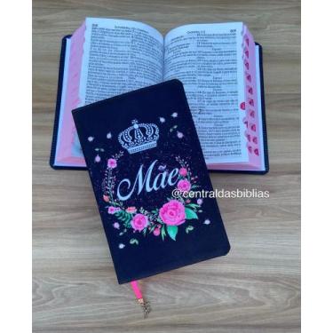 Imagem de Bíblia Mae coroa com Pingente no fitilho + Capa transparente Com Harpa