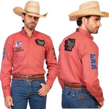 Imagem de Camisa Country Masculina Radade Bordada LNR Goiaba, P