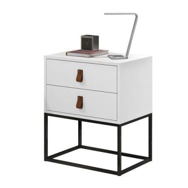 Imagem de Mesa de Cabeceira 2 Gavetas Pes de Ferro Preto Estilo Industrial Cor:B